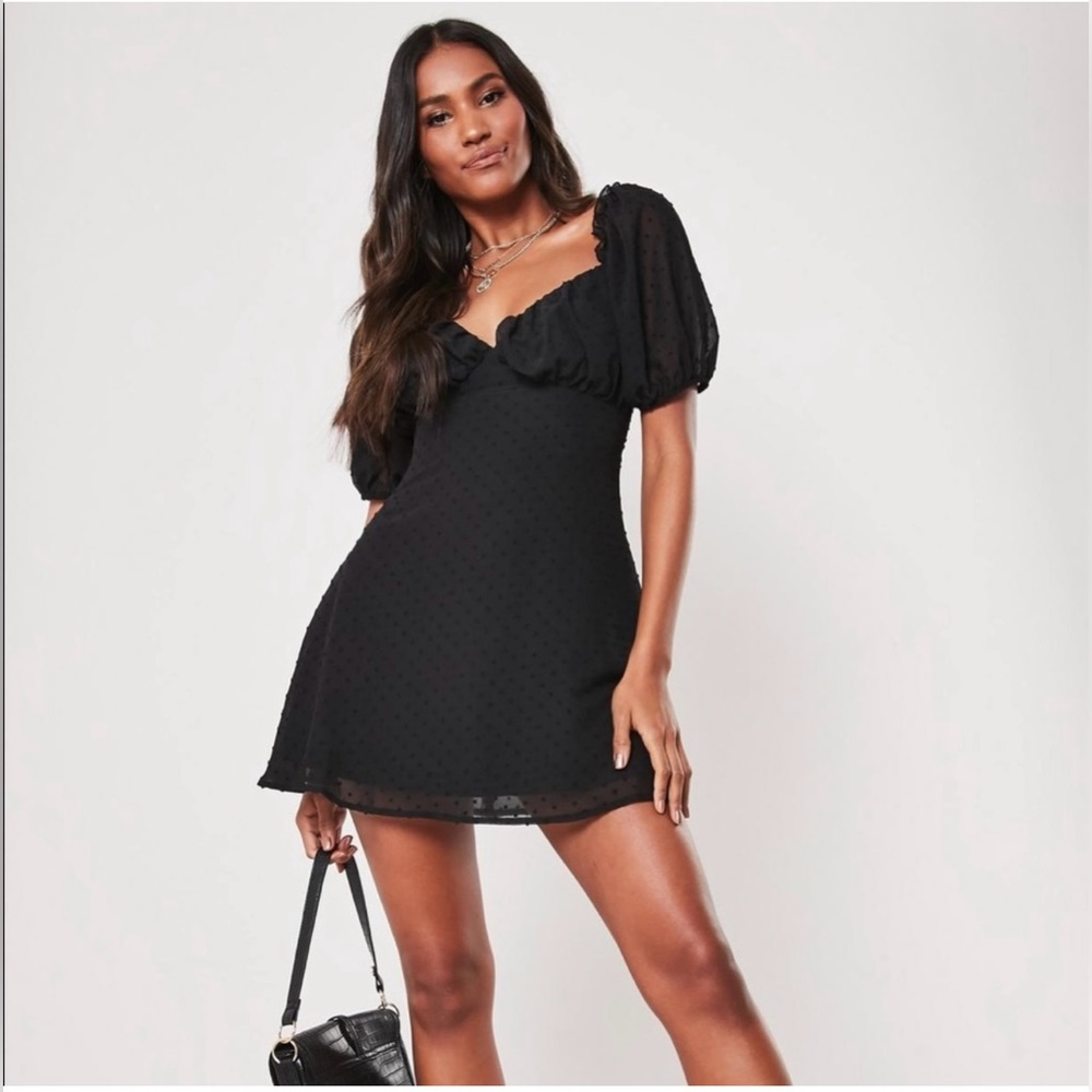 Misguided Black Puff Sleeve Dress